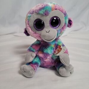 Ty Beanie Boos Zuri The Monkey Tie Dye 9" Plush Stuffed Animal Sparkly Eyes